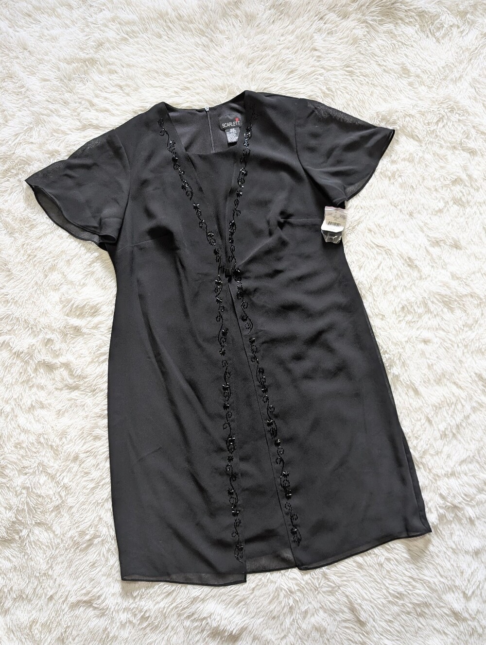 NWT Scarlett Black Cocktail Dress with Sheer Beaded Cardigan Overlay 16W
